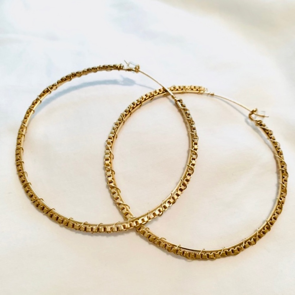 Sarah Briggs large gold hoops